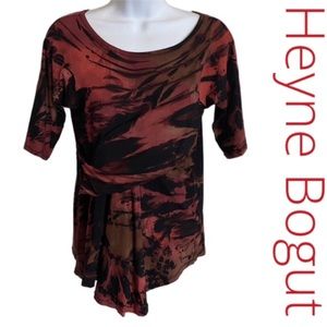 Heyne Bogut Asymmetrical Drape Wrap Style Blouse Size 2